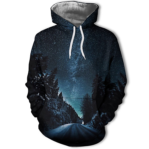 

Men's Plus Size Hoodie Color Block 3D Star Hooded Casual Streetwear Hoodies Sweatshirts Black