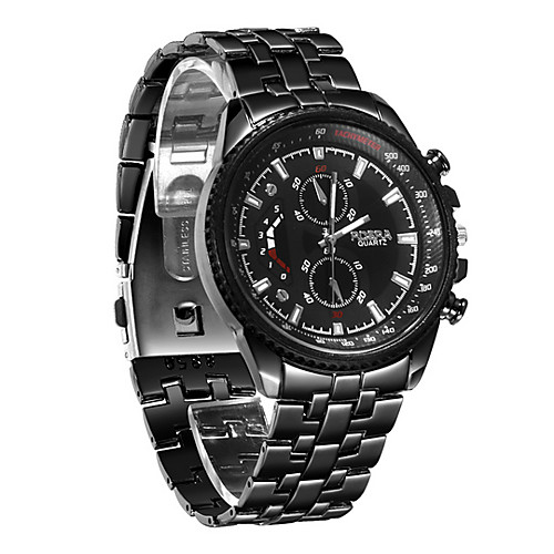 

Men's Dress Watch Aviation Watch Quartz Stainless Steel Black Shock Resistant Casual Watch Analog Luxury Word Watch - Black One Year Battery Life