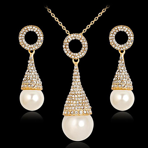 

Women's Bridal Jewelry Sets Geometrical Drop Stylish Rhinestone Earrings Jewelry Gold For Party Daily 1 set