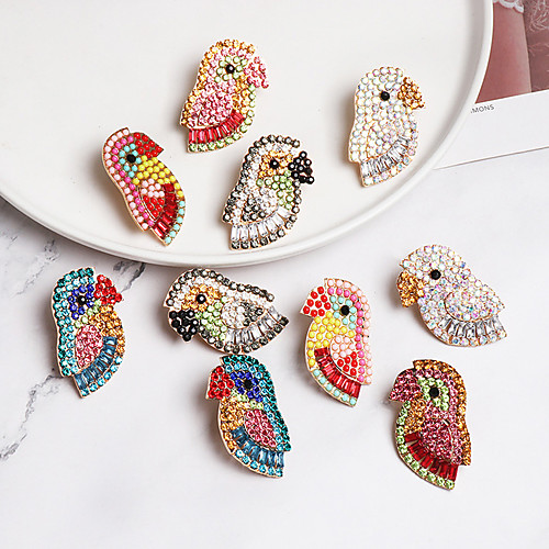 

Women's AAA Cubic Zirconia Drop Earrings Braided Parrot Rustic Cartoon Natural Earrings Jewelry Black / White / Yellow For Carnival Street Club 1 Pair