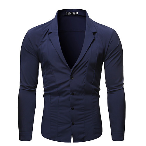 

Men's Shirt Solid Colored Long Sleeve Party Tops Elegant Streetwear White Black Navy Blue