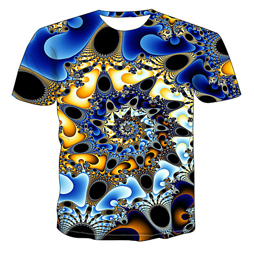 

Men's T shirt Shirt Graphic 3D Plus Size Print Short Sleeve Daily Tops Basic Exaggerated Round Neck Rainbow