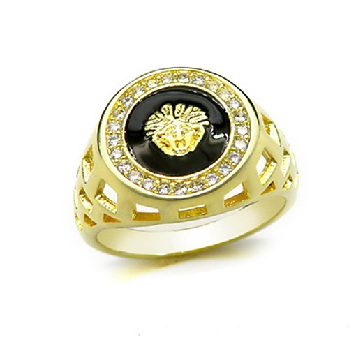 

Men's Ring 1pc Yellow Copper Circular Basic Korean Fashion Festival Jewelry Lion Animal Cool