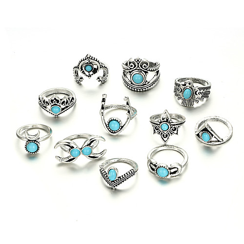 

Ring Silver Alloy Elegant Ethnic Holiday 11pcs Adjustable / Women's