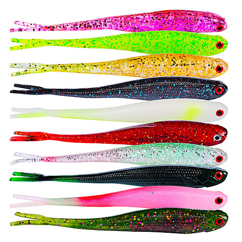

10 pcs Fishing Lures Soft Bait Shad Sinking Bass Trout Pike Trolling & Boat Fishing
