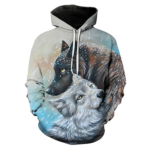 

Men's Plus Size Hoodie Geometric 3D Hooded Casual Streetwear Hoodies Sweatshirts Light Blue