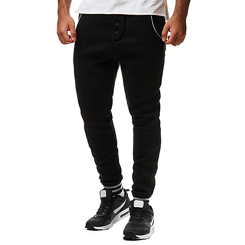 

Men's Sporty Basic Skinny Jogger Sweatpants Pants Solid Colored Black Gray / Drawstring / Elasticity
