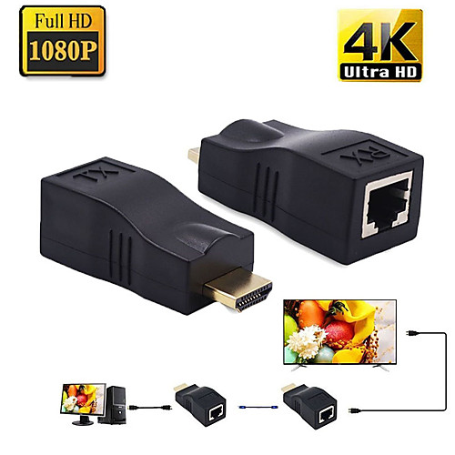 

4K HDMI Extender Mini RJ45 Ports to 30m HDMI Extension Over CAT 5e / 6 UTP LAN Ethernet Cable Converter for HDTV