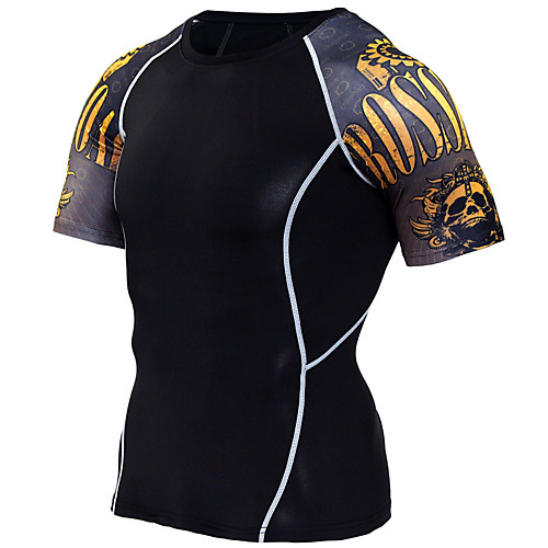 

JACK CORDEE Men's Short Sleeve Compression Shirt Running Shirt Tee Tshirt Shirt Athletic Summer Quick Dry Sweat wicking Fitness Gym Workout Running Sportswear Plus Size Red / black Black / White