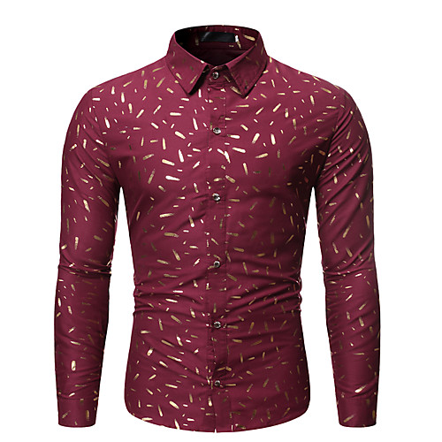 

Men's Shirt Graphic Solid Colored Floral Long Sleeve Party Tops Rock Exaggerated Black Red Navy Blue