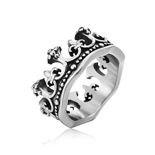 

Men's Ring 1pc Silver Titanium Steel Circular Vintage Basic Fashion Wedding Jewelry Crown Cool
