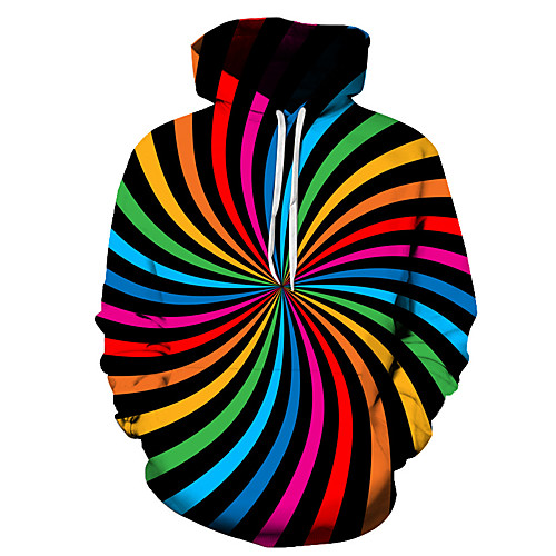

Men's Plus Size Hoodie Geometric 3D Hooded Casual Streetwear Hoodies Sweatshirts Rainbow