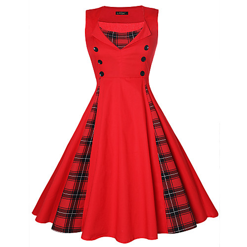 

Vintage Inspired Vacation Dress Dress Prom Dress Women's Spandex Costume Black / Red Vintage Cosplay 3/4-Length Sleeve