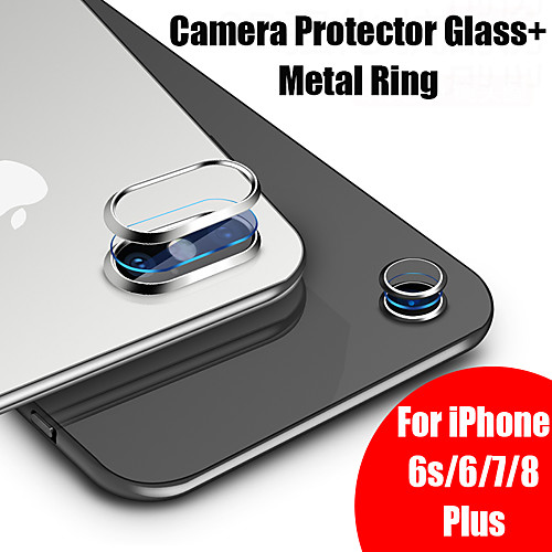 

for iphone 7 glass on for iphone 8 plus 6s 6 9h hardness camera protective tempered glassmetal rear lens camera protector ring