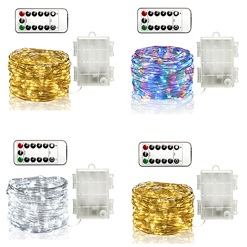 

10m Christmas String Lights Outdoor String Lights 100 LEDs 13Keys Remote Controller Warm White RGB White Blue Creative LED Christmas Lantern Party Waterproof Batteries Powered 4pcs
