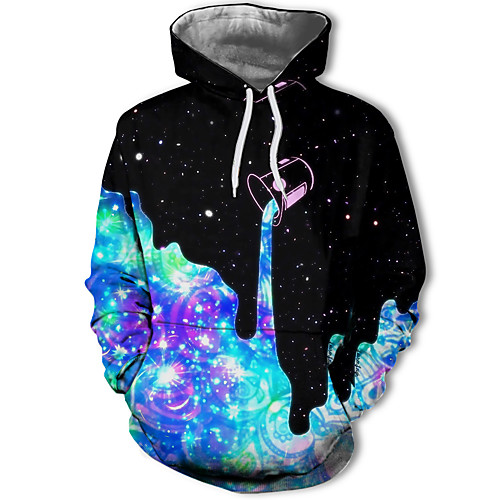 

Men's Plus Size Hoodie Graphic 3D Text Hooded Daily Going out Basic Casual Hoodies Sweatshirts Slim Rainbow / Letter