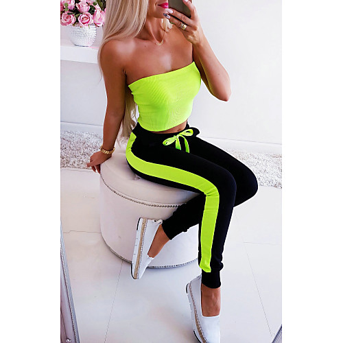 

Women's Sporty Sweatpants Pants Solid Colored Sporty Patchwork Fuchsia Green Gray