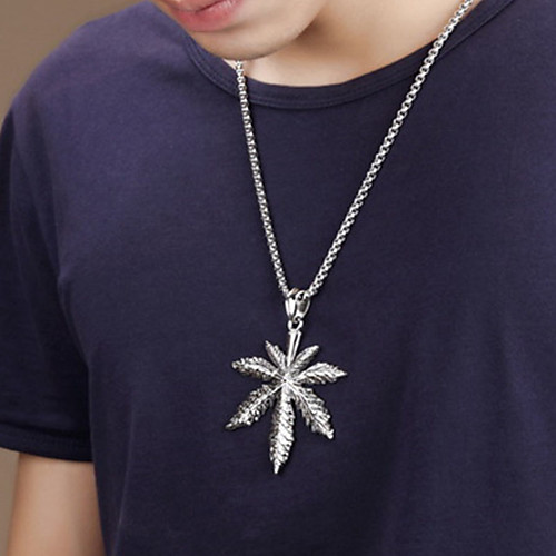 

Men's Pendant Necklace Engraved Leaf Romantic Classic Titanium Steel Silver 55 cm Necklace Jewelry 1pc For Street School Gift Club Promise