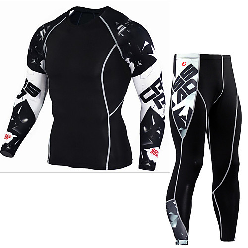 

JACK CORDEE Men's 2 Piece Activewear Set Workout Outfits Compression Suit Athletic Winter Quick Dry Sweat wicking Fitness Gym Workout Basketball Running Sportswear Skinny Red black Bule / Black
