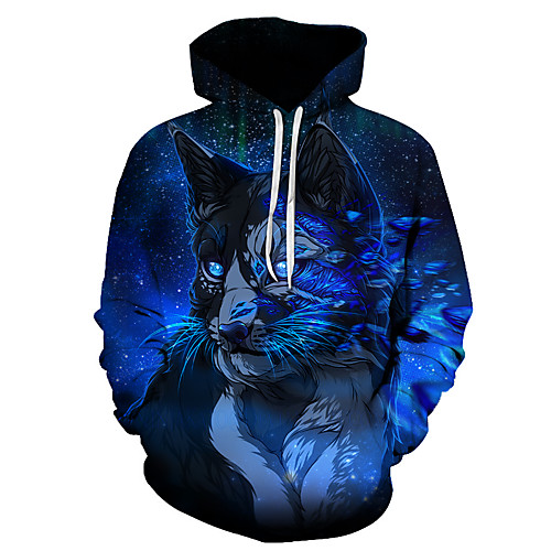 

Men's Plus Size Hoodie Geometric 3D Hooded Casual Streetwear Hoodies Sweatshirts Blue