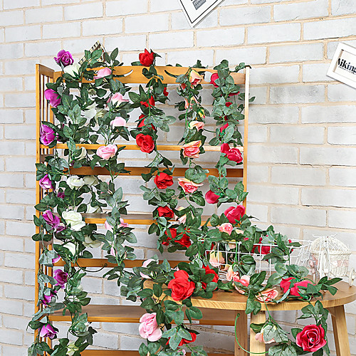 

1Pcs Artificial Rose Vine 16 Brick Stone Rose Fake Flower Rattan Bedroom Dining Room Ceiling Flower Wall Decoration Vine