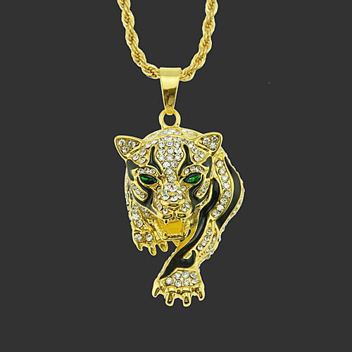 

Men's Pendant Necklace Long Necklace Classic Tiger Unique Design Fashion Gold Plated Chrome Silver Gold Hawk Golden Leopard Silver Leopard 75 cm Necklace Jewelry 1pc For Street