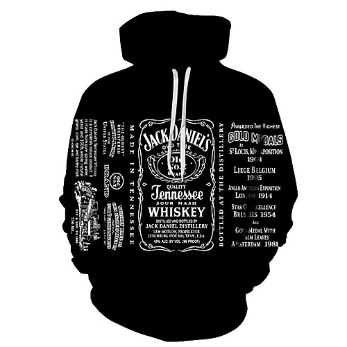 

Men's Plus Size Hoodie Graphic Solid Colored 3D Hooded Daily Weekend Casual Streetwear Hoodies Sweatshirts Black / Letter