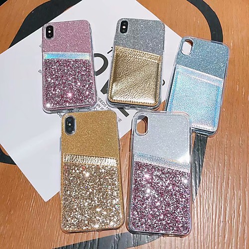 

Phone Case For Samsung Galaxy Back Cover S9 S9 Plus S8 Plus S8 S7 edge S7 A6 (2018) A8 2018 A8 2018 Note 9 Card Holder Shockproof Transparent Transparent Glitter Shine TPU