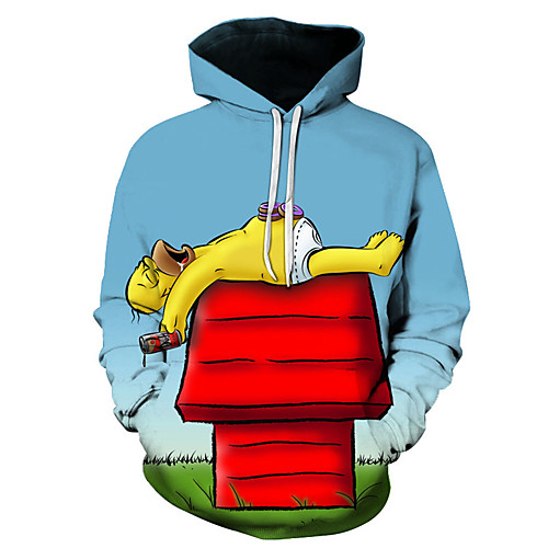 

Men's Plus Size Hoodie Cartoon 3D Hooded Casual Streetwear Hoodies Sweatshirts Blue