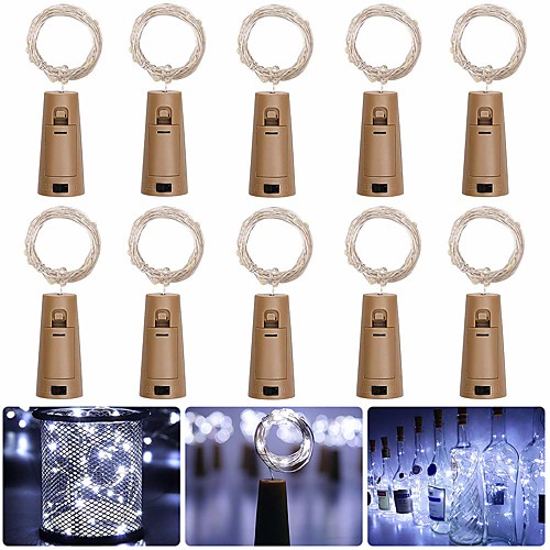 

Barisc Wine Bottle Lights with Cork 10 Packs LED Fairy Lights Battery 20 LEDs Silver Copper Wire Waterproof