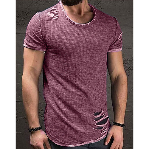 

Men's T shirt Graphic Solid Colored Short Sleeve Daily Tops Black Purple Gray