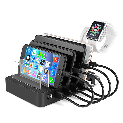 

Universal USB Charging Station 6 Port Multi USB C Charger 45W USB PD Quick Charge for Smartphone Tablet Power Bank