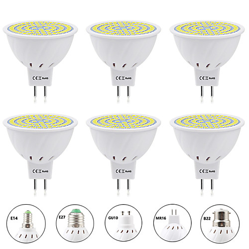 

6pcs 8 W LED Spotlight 800 lm E14 GU10 MR16 MR16 80 LED Beads SMD 2835 Warm White White 220-240 V 110-120 V
