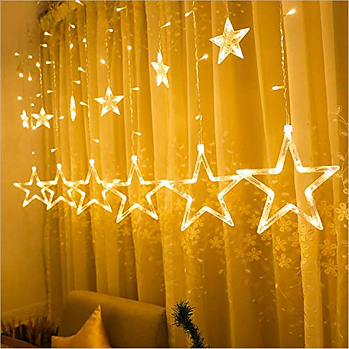 

Star Curtain String Lights 2.5m 8.2ft LED Star Window Lights Christmas Lights Décor Holiday Lights Curtain Lamp Wedding Neon Lantern 220V