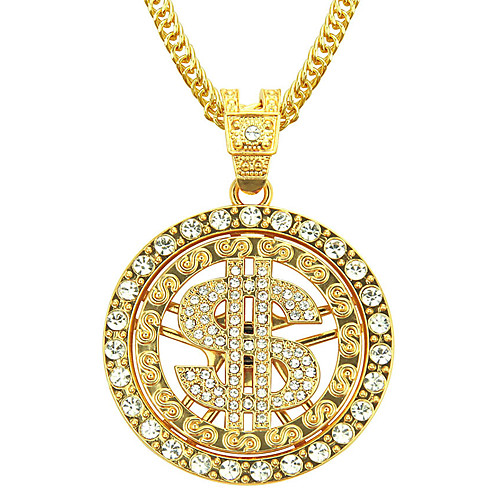 

Men's Clear Pendant Necklace Necklace Geometrical Dollars Fashion Vintage Punk Trendy Chrome Imitation Diamond Silver Gold 76 cm Necklace Jewelry 1pc For Daily