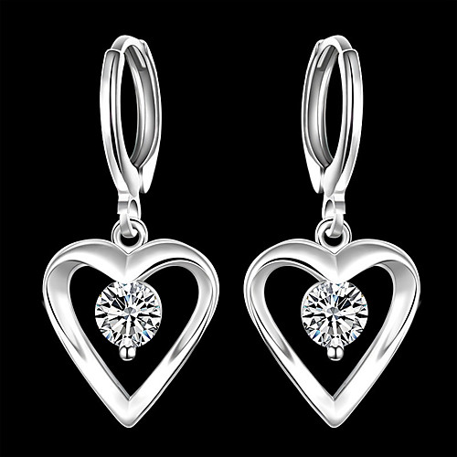 

Women's Cubic Zirconia Drop Earrings Classic Heart Stylish Silver Plated Earrings Jewelry Silver For Party Daily 1 Pair