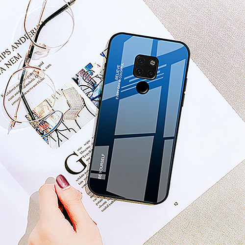 

Case For Huawei Huawei P20 / Huawei P20 lite / Huawei P30 Ultra-thin Back Cover Color Gradient Tempered Glass