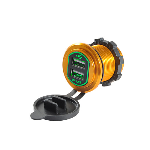 

5V 4.8A Car Charger Dual USB Ports Aluminium Alloy Output Voltage for Truck Car Motorcycle SUV