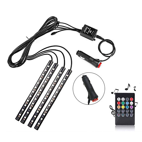 

Car Lights LED Light Strips Flexible Tiktok Lights 48 LED 10mm Multicolor Car Interior Light Underline Light Waterproof Kit With Sound Active Function And Wireless Remote Control Car Charger