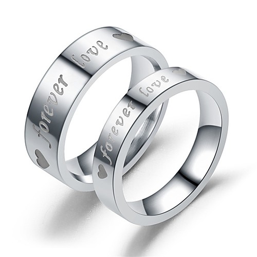 

Couple's Couple Rings Ring 1pc Silver Transparent Stainless Steel Circular Vintage Basic Fashion Promise Jewelry Sweet Heart Heart