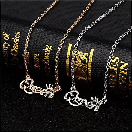 

Women's Silver Gold Diamond Chain Necklace Link / Chain Alphabet Shape Simple Elegant Fashion Rhinestone Earrings Jewelry Silver / Gold For Daily 1pc