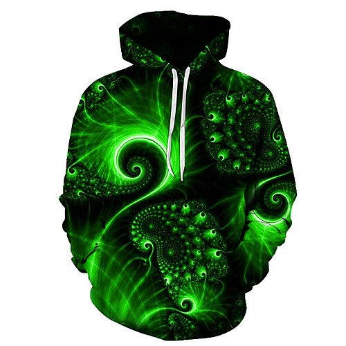 

Men's Plus Size Hoodie Geometric 3D Hooded Casual Streetwear Hoodies Sweatshirts Green