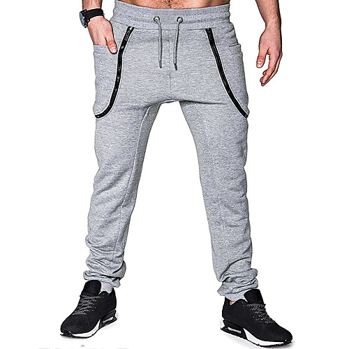 

Men's Sporty Basic Skinny Jogger Sweatpants Pants Solid Colored Black Gray / Drawstring / Elasticity