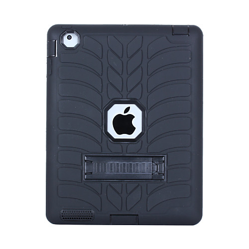 

Case For Apple iPad 4/3/2 Shockproof / with Stand Back Cover Solid Colored PC / Silica Gel