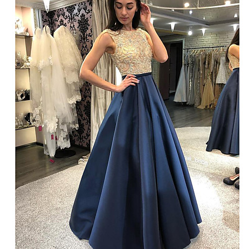 

Dress - Sleeveless Vintage Inspired Black Tie Gala Ink Blue S M L XL / Satin