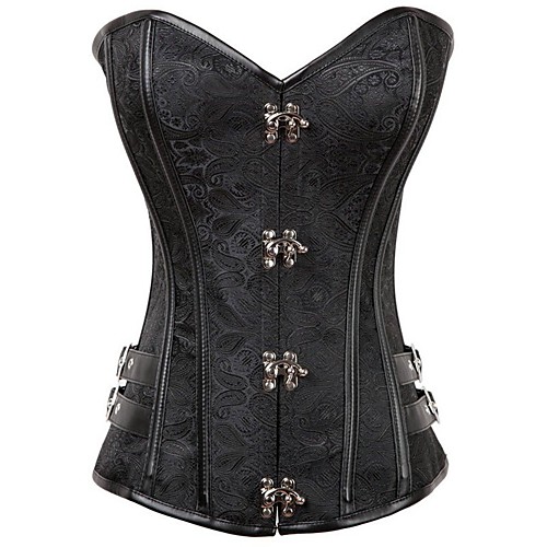 

Belle Retro Vintage Overbust Corset Overbust Corset Women's Costume Black Vintage Cosplay Stage Club Sleeveless Plus Size