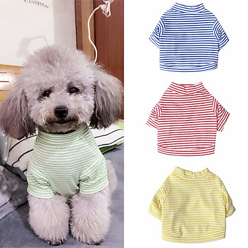 

Dog Shirt / T-Shirt Puppy Clothes Stripes Casual / Daily Simple Style Dog Clothes Puppy Clothes Dog Outfits Yellow Red Blue Costume for Girl and Boy Dog Cotton XS S M L