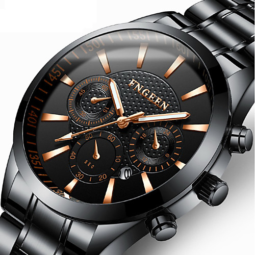 

Men's Dress Watch Quartz Formal Style Modern Style Stainless Steel Black 30 m Calendar / date / day Noctilucent Analog Luxury Fashion - Black Black / White One Year Battery Life