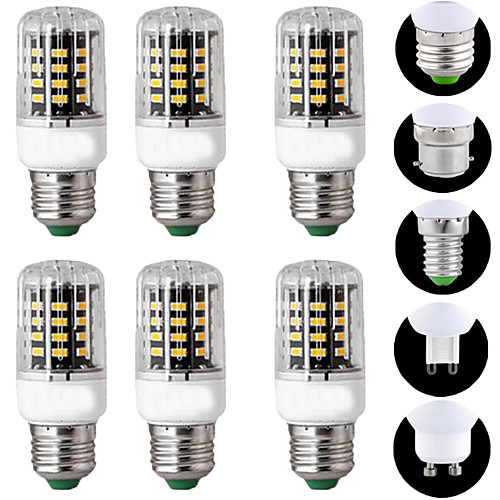 

6pcs 5 W LED Corn Lights 300 lm E14 GU10 B22 T 40 LED Beads SMD 5736 Warm White White 85-265 V