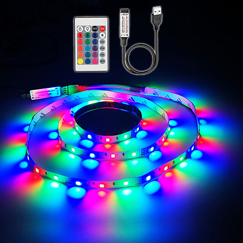 

1M LED Light Strips Flexible Tiktok Lights USB Powered 5V SMD 60 X 2835 8mm Color with 24 Keys IR Remote Control for TV Background Lighting PC Notebook Home Decoration
